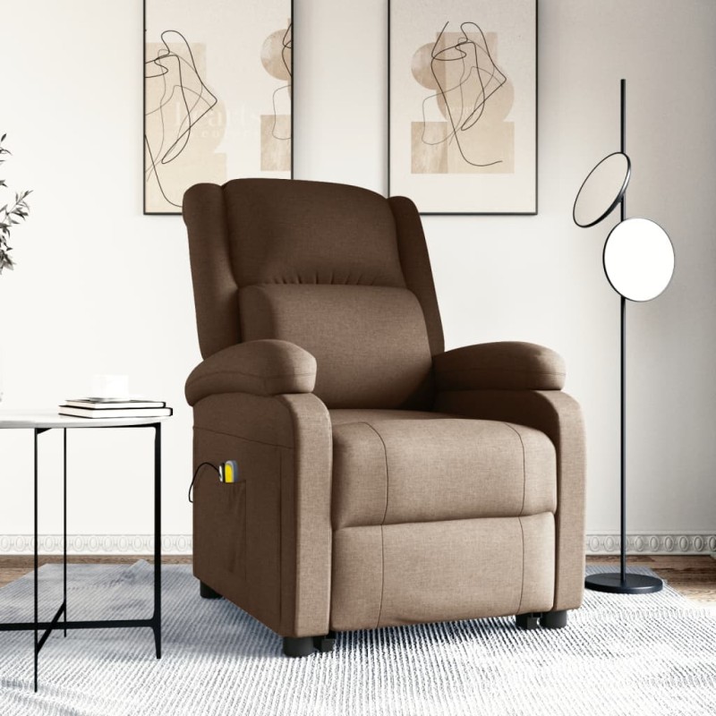 vidaXL Massagesessel mit Aufstehhilfe Braun Stoff vidaXL Massagesessel mit Aufstehhilfe Braun Stoff