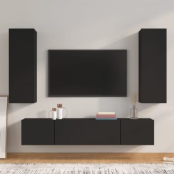 vidaXL 4-tlg. TV-Schrank-Set Schwarz Holzwerkstoff