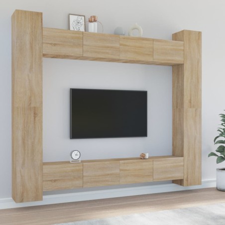 vidaXL 8-tlg. TV-Schrank-Set Sonoma-Eiche Holzwerkstoff