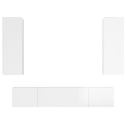 vidaXL 4-tlg. TV-Schrank-Set Hochglanz-Weiß Holzwerkstoff