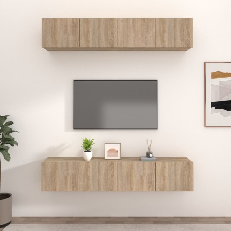vidaXL TV-Schränke 4 Stk. Sonoma-Eiche 80x30x30 cm Holzwerkstoff vidaXL TV-Schränke 4 Stk. Sonoma-Eiche 80x30x30 cm Holzwerkstoff