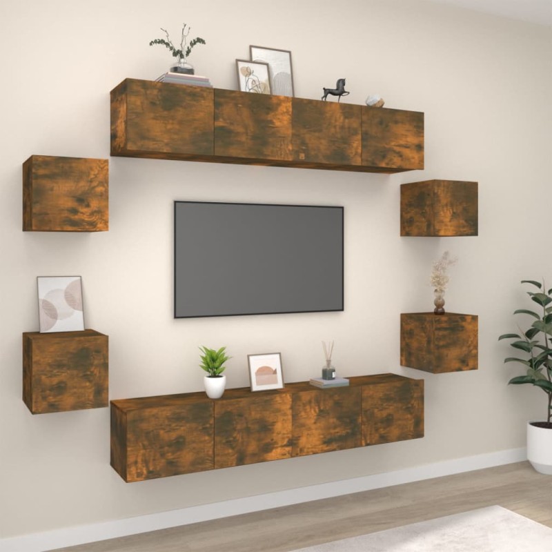 vidaXL 8-tlg. TV-Schrank-Set Räuchereiche Holzwerkstoff vidaXL 8-tlg. TV-Schrank-Set Räuchereiche Holzwerkstoff