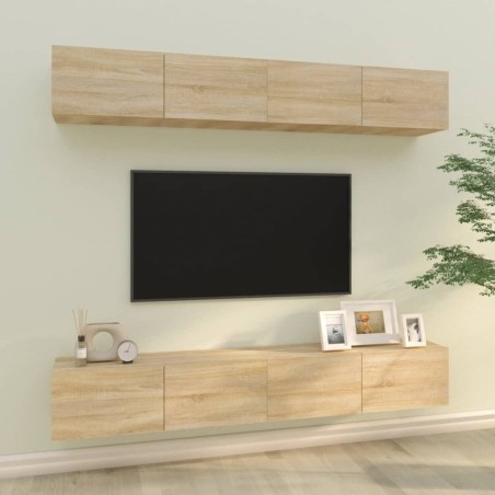vidaXL TV-Wandschränke 4 Stk. Sonoma-Eiche 100x30x30 cm