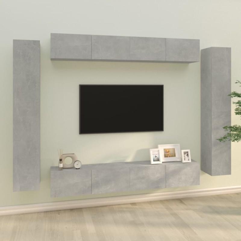 vidaXL 8-tlg. TV-Schrank-Set Betongrau Holzwerkstoff vidaXL 8-tlg. TV-Schrank-Set Betongrau Holzwerkstoff