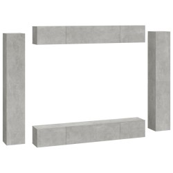 vidaXL 8-tlg. TV-Schrank-Set Betongrau Holzwerkstoff