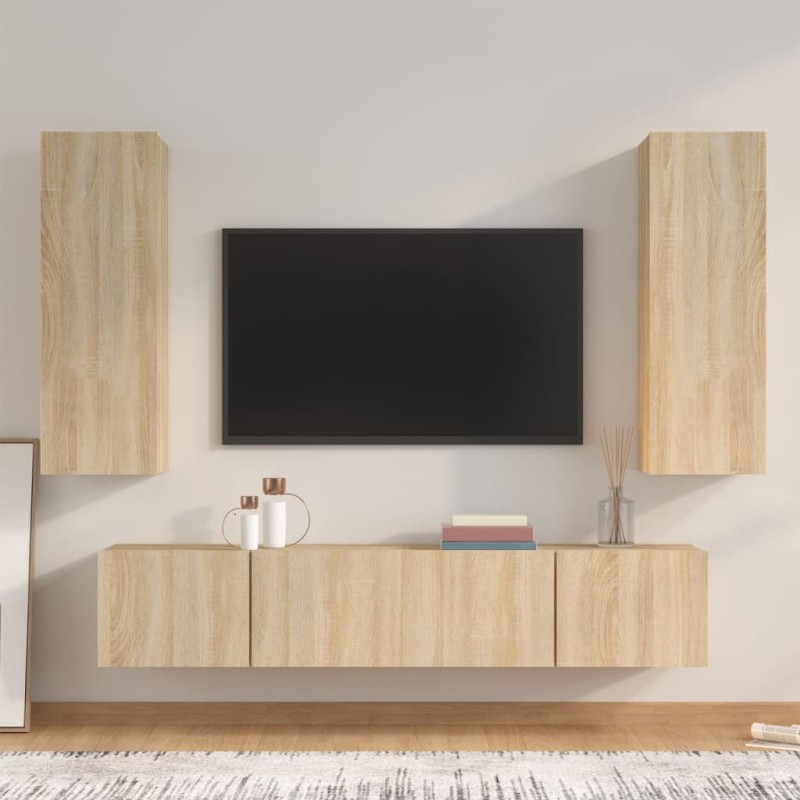 vidaXL 4-tlg. TV-Schrank-Set Sonoma-Eiche Holzwerkstoff vidaXL 4-tlg. TV-Schrank-Set Sonoma-Eiche Holzwerkstoff