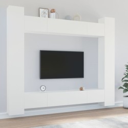 vidaXL 8-tlg. TV-Schrank-Set Weiß Holzwerkstoff