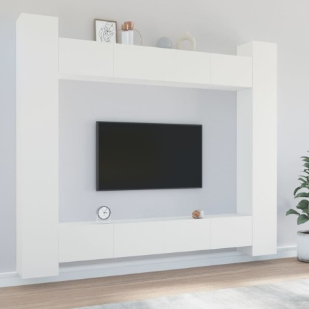 vidaXL 8-tlg. TV-Schrank-Set Weiß Holzwerkstoff