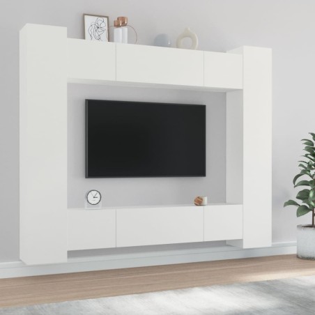 vidaXL 8-tlg. TV-Schrank-Set Weiß Holzwerkstoff