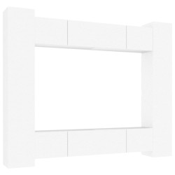 vidaXL 8-tlg. TV-Schrank-Set Weiß Holzwerkstoff