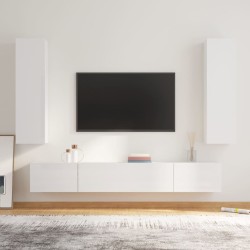 vidaXL 4-tlg. TV-Schrank-Set Hochglanz-Weiß Holzwerkstoff