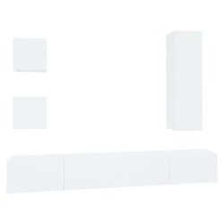 vidaXL 5-tlg. TV-Schrank-Set Weiß Holzwerkstoff