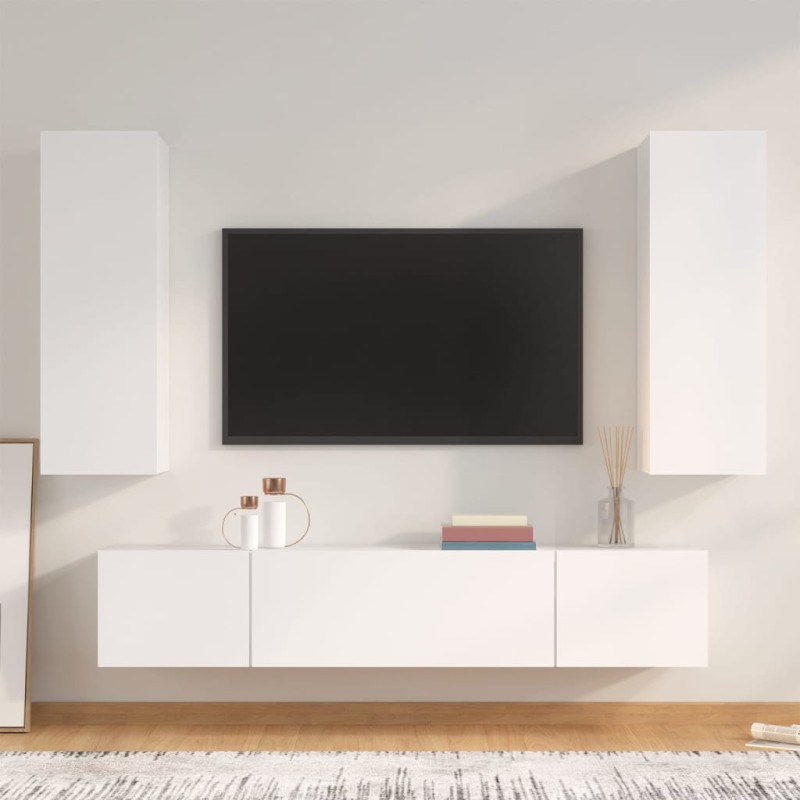 vidaXL 4-tlg. TV-Schrank-Set Weiß Holzwerkstoff vidaXL 4-tlg. TV-Schrank-Set Weiß Holzwerkstoff