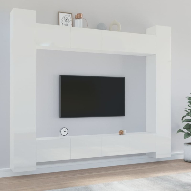 vidaXL 8-tlg. TV-Schrank-Set Hochglanz-Weiß Holzwerkstoff vidaXL 8-tlg. TV-Schrank-Set Hochglanz-Weiß Holzwerkstoff