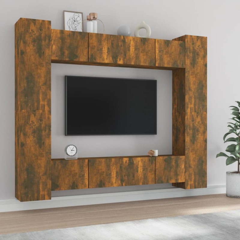 vidaXL 8-tlg. TV-Schrank-Set Räuchereiche Holzwerkstoff vidaXL 8-tlg. TV-Schrank-Set Räuchereiche Holzwerkstoff