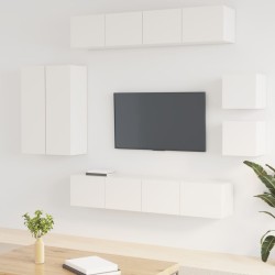 vidaXL 8-tlg. TV-Schrank-Set Hochglanz-Weiß Holzwerkstoff
