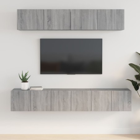 vidaXL 5-tlg. TV-Schrank-Set Grau Sonoma Holzwerkstoff
