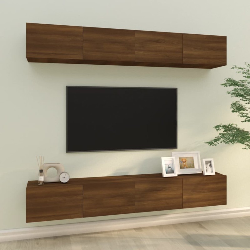 vidaXL TV-Wandschränke 4 Stk. Braun Eiche 100x30x30 cm vidaXL TV-Wandschränke 4 Stk. Braun Eiche 100x30x30 cm