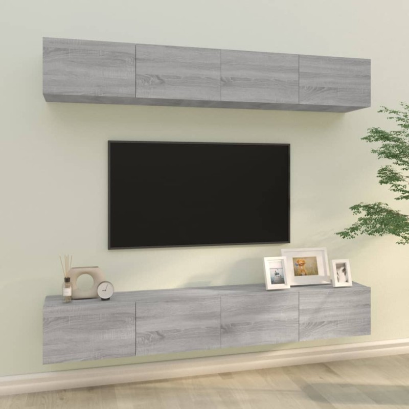 vidaXL TV-Wandschränke 4 Stk. Grau Sonoma 100x30x30 cm vidaXL TV-Wandschränke 4 Stk. Grau Sonoma 100x30x30 cm