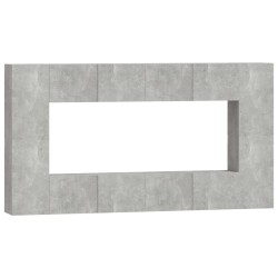 vidaXL 8-tlg. TV-Schrank-Set Betongrau Holzwerkstoff