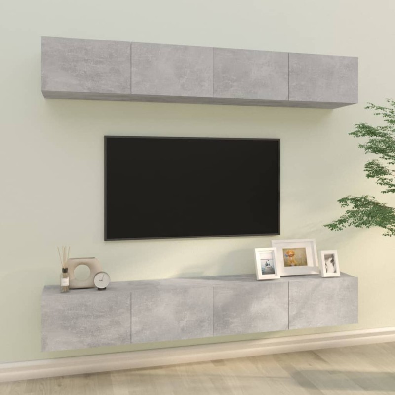 vidaXL TV-Wandschränke 4 Stk. Betongrau 100x30x30 cm vidaXL TV-Wandschränke 4 Stk. Betongrau 100x30x30 cm