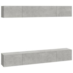 vidaXL TV-Wandschränke 4 Stk. Betongrau 100x30x30 cm