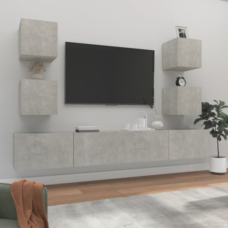 vidaXL 6-tlg. TV-Schrank-Set Betongrau Holzwerkstoff vidaXL 6-tlg. TV-Schrank-Set Betongrau Holzwerkstoff