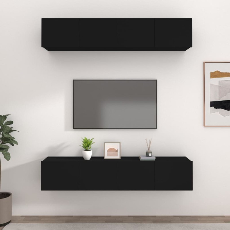 vidaXL TV-Schränke 4 Stk. Schwarz 80x30x30 cm Holzwerkstoff vidaXL TV-Schränke 4 Stk. Schwarz 80x30x30 cm Holzwerkstoff