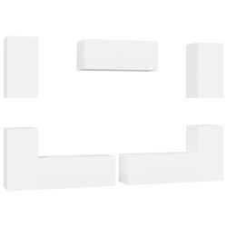 vidaXL 7-tlg. TV-Schrank-Set Weiß Holzwerkstoff