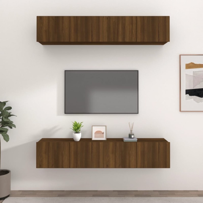 vidaXL TV-Schränke 4 Stk. Braun Eichen-Optik 80x30x30 cm Holzwerkstoff vidaXL TV-Schränke 4 Stk. Braun Eichen-Optik 80x30x30 cm Holzwerkstoff