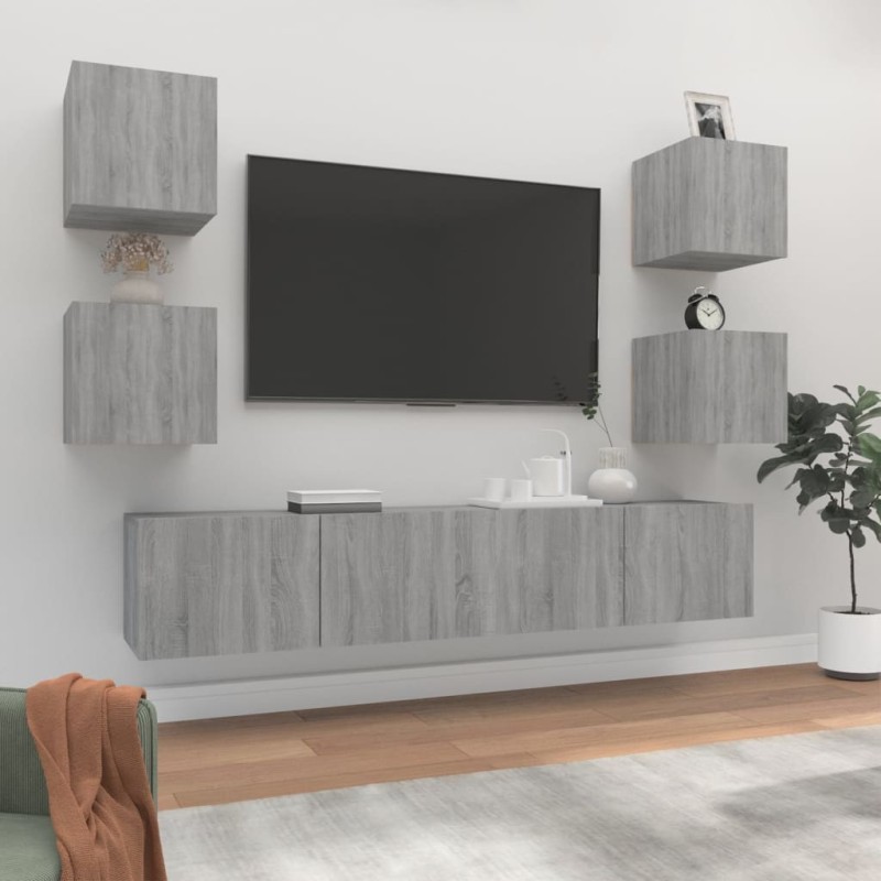 vidaXL 6-tlg. TV-Schrank-Set Grau Sonoma Holzwerkstoff vidaXL 6-tlg. TV-Schrank-Set Grau Sonoma Holzwerkstoff