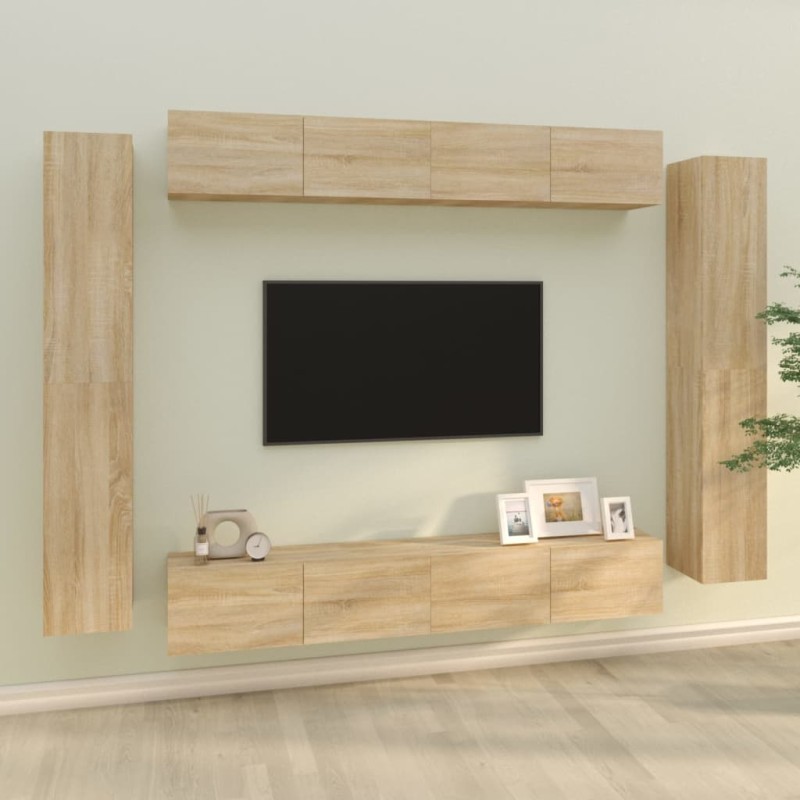 vidaXL 8-tlg. TV-Schrank-Set Sonoma-Eiche Holzwerkstoff vidaXL 8-tlg. TV-Schrank-Set Sonoma-Eiche Holzwerkstoff
