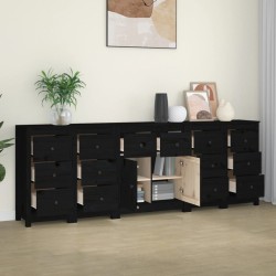 vidaXL Sideboard Schwarz 230x35x80 cm Massivholz Kiefer