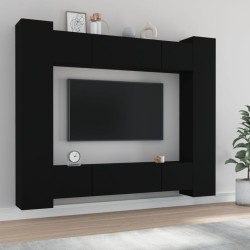 vidaXL 8-tlg. TV-Schrank-Set Schwarz Holzwerkstoff