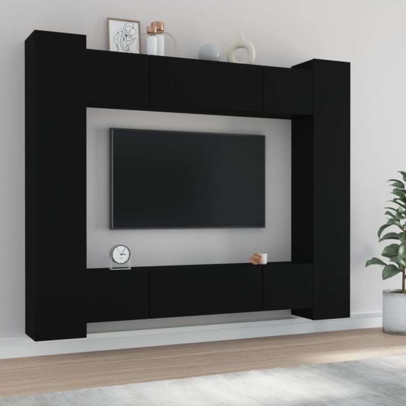 vidaXL 8-tlg. TV-Schrank-Set Schwarz Holzwerkstoff vidaXL 8-tlg. TV-Schrank-Set Schwarz Holzwerkstoff