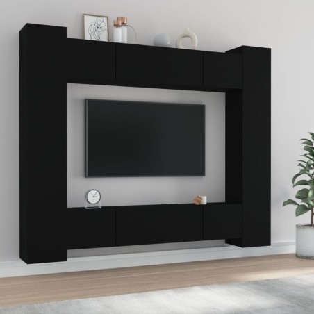 vidaXL 8-tlg. TV-Schrank-Set Schwarz Holzwerkstoff