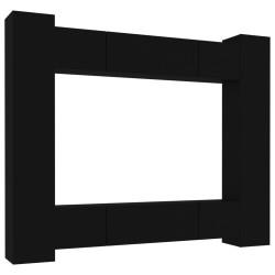 vidaXL 8-tlg. TV-Schrank-Set Schwarz Holzwerkstoff