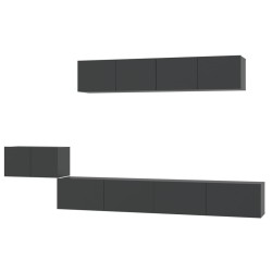 vidaXL 5-tlg. TV-Schrank-Set Schwarz Holzwerkstoff