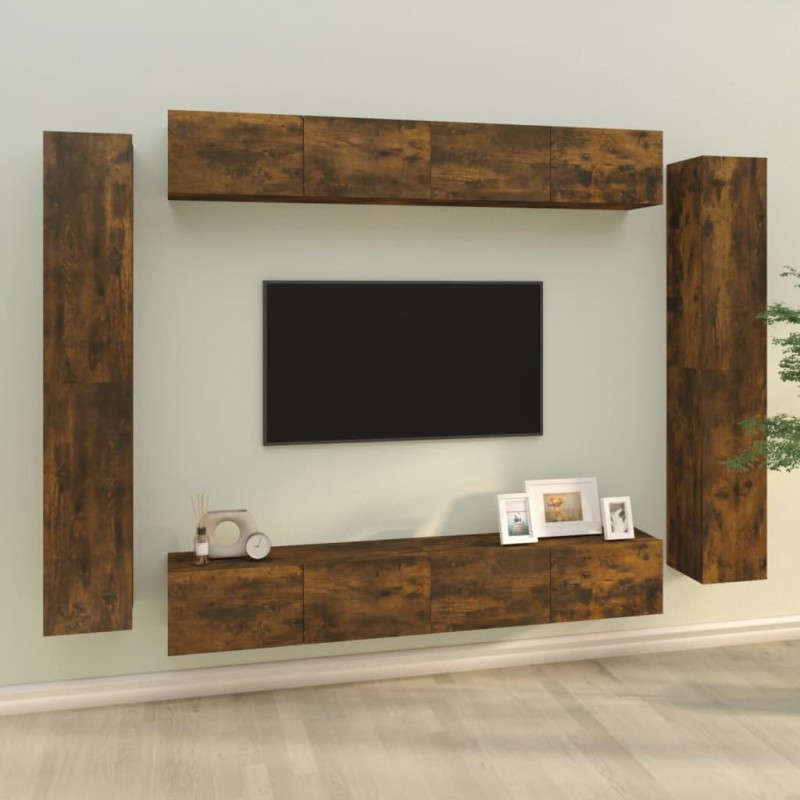 vidaXL 8-tlg. TV-Schrank-Set Räuchereiche Holzwerkstoff vidaXL 8-tlg. TV-Schrank-Set Räuchereiche Holzwerkstoff