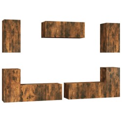 vidaXL 7-tlg. TV-Schrank-Set Räuchereiche Holzwerkstoff