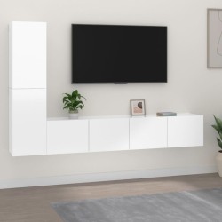 vidaXL 4-tlg. TV-Schrank-Set Hochglanz-Weiß Holzwerkstoff