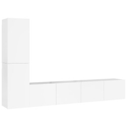 vidaXL 4-tlg. TV-Schrank-Set Hochglanz-Weiß Holzwerkstoff