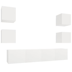 vidaXL 6-tlg. TV-Schrank-Set Weiß Holzwerkstoff