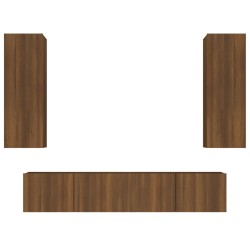 vidaXL 4-tlg. TV-Schrank-Set Braun Eichen-Optik Holzwerkstoff