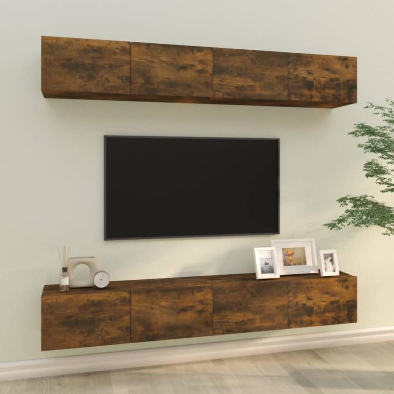 vidaXL TV-Wandschränke 4 Stk. Räuchereiche 100x30x30 cm vidaXL TV-Wandschränke 4 Stk. Räuchereiche 100x30x30 cm