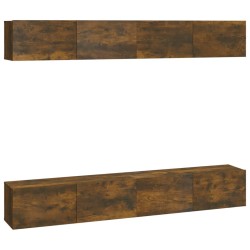 vidaXL TV-Wandschränke 4 Stk. Räuchereiche 100x30x30 cm