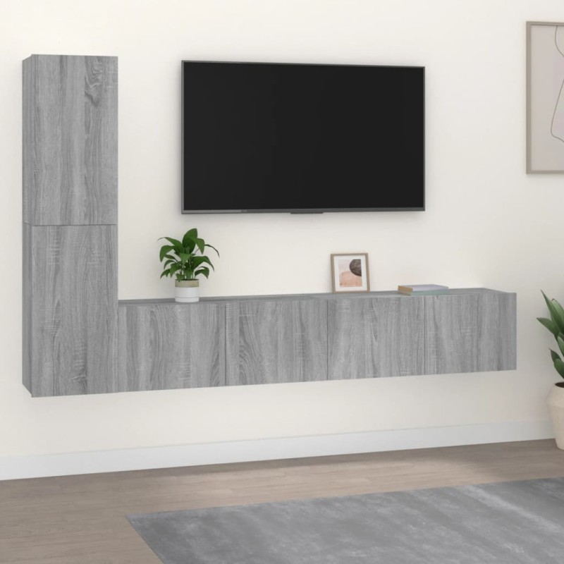 vidaXL 4-tlg. TV-Schrank-Set Grau Sonoma Holzwerkstoff vidaXL 4-tlg. TV-Schrank-Set Grau Sonoma Holzwerkstoff