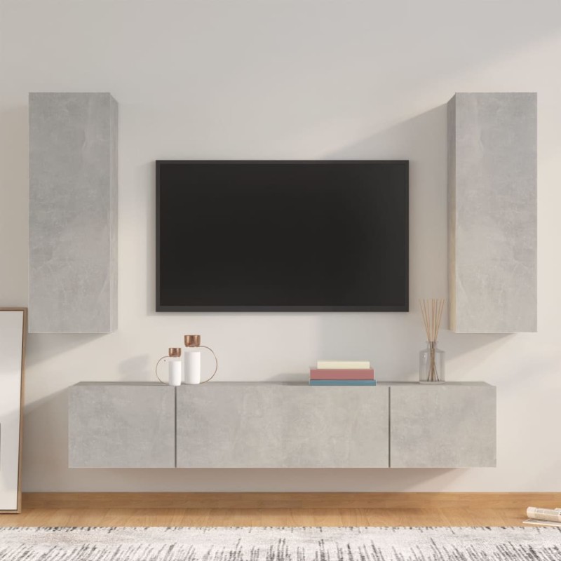 vidaXL 4-tlg. TV-Schrank-Set Betongrau Holzwerkstoff vidaXL 4-tlg. TV-Schrank-Set Betongrau Holzwerkstoff