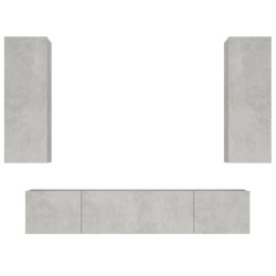vidaXL 4-tlg. TV-Schrank-Set Betongrau Holzwerkstoff