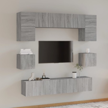 vidaXL 8-tlg. TV-Schrank-Set Grau Sonoma Holzwerkstoff